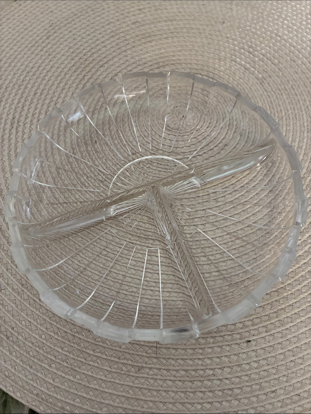 Vintage Indiana Glass Clear Divided Glass Serving Tray